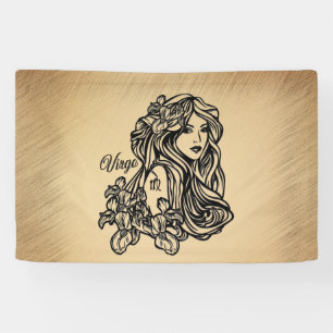 Virgo Zodiac Antique Look Banner