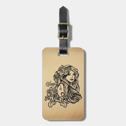 Virgo Zodiac Antique Look Gepäckanhänger (Vorderseite vertikal)