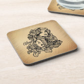Virgo Zodiac Antique Look Getränkeuntersetzer (Linke Seite)