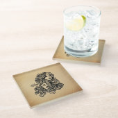 Virgo Zodiac Antique Look Glasuntersetzer (Schrägansicht)