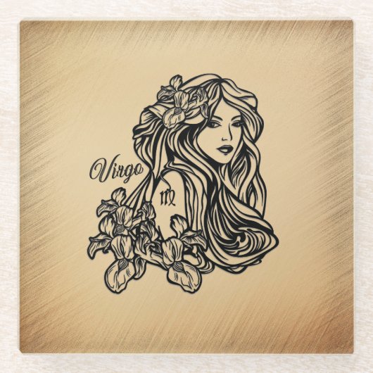 Virgo Zodiac Antique Look Glasuntersetzer (Vorderseite)
