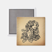 Virgo Zodiac Antique Look Magnet (Vorderseite/Rückseite)