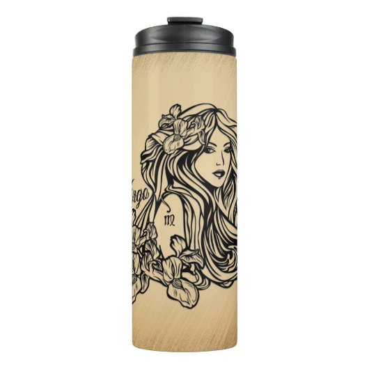 Virgo Zodiac Antique Look Thermosbecher (Vorderseite)