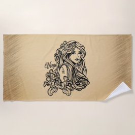 Virgo Zodiac Antique Persönlicher Text in Spine Strandtuch