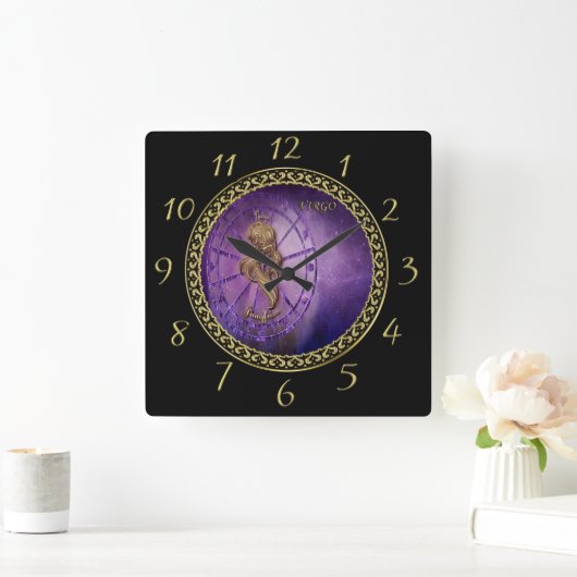 virgo Zodiac Astrologie Design Horoskop Quadratische Wanduhr (Zuhause)