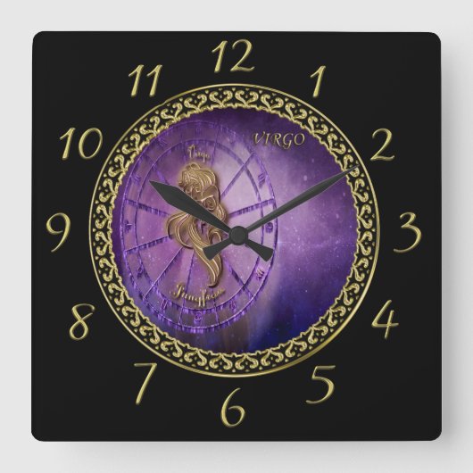 virgo Zodiac Astrologie Design Horoskop Quadratische Wanduhr (Vorderseite)