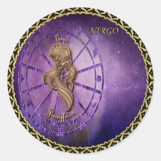 virgo Zodiac Astrologie Design Horoskop Runder Aufkleber (Vorderseite)