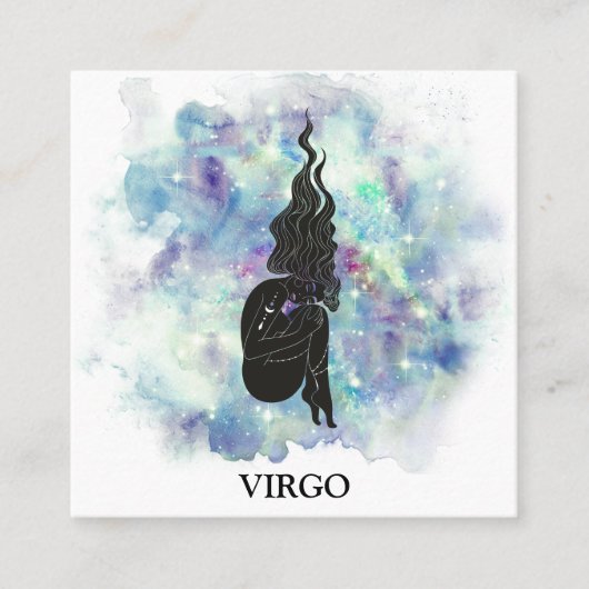 *~* VIRGO Zodiac Astrologie Lesungen Aquamarin + B Quadratische Visitenkarte (Vorderseite)