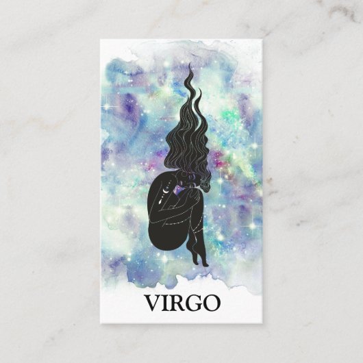 *~* VIRGO Zodiac Astrologie Lesungen Blau Aquamari Visitenkarte (Vorderseite)