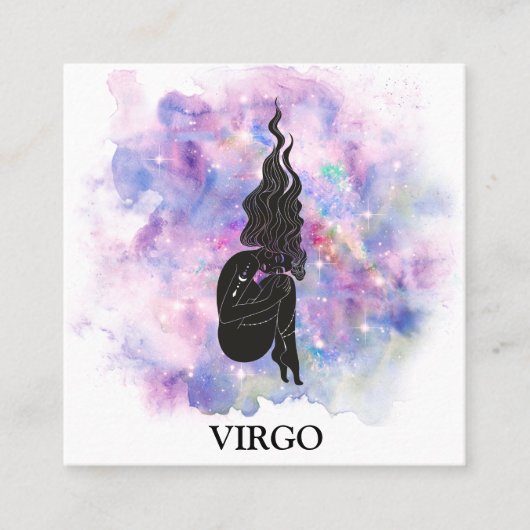 *~* VIRGO Zodiac Astrologie Lesungen Rosa Blau Quadratische Visitenkarte (Vorderseite)