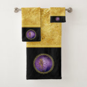 virgo Zodiac Astrologie schwarz und gold Textur Badhandtuch Set (Insitu)