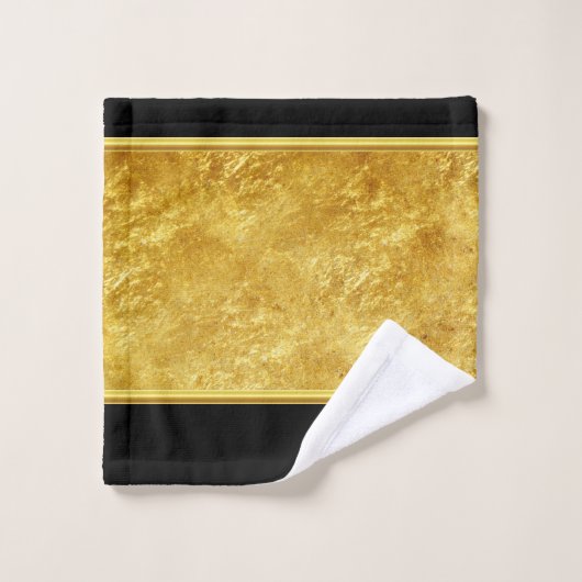 virgo Zodiac Astrologie schwarz und gold Textur Badhandtuch Set (Waschlappen)