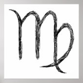 Virgo. Zodiac Astrologie Zeichen. Schwarz. Poster (Vorne)