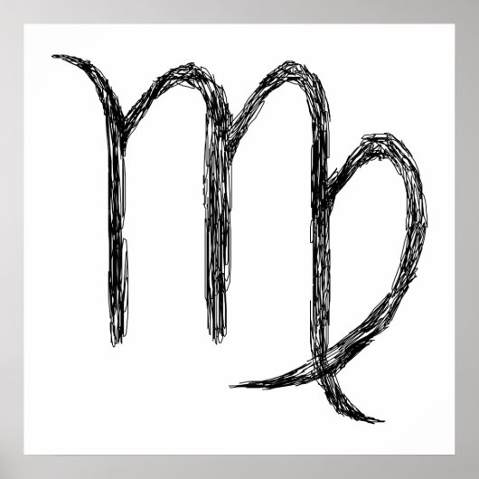 Virgo. Zodiac Astrologie Zeichen. Schwarz. Poster (Vorne)