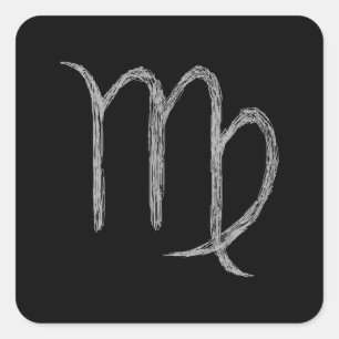 Virgo. Zodiac Astrologie Zeichen. Schwarz. Quadratischer Aufkleber