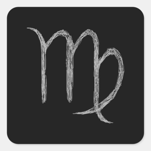Virgo. Zodiac Astrologie Zeichen. Schwarz. Quadratischer Aufkleber (Vorderseite)