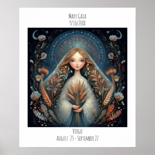 Virgo Zodiac Astrology Name & Birthday Poster (Vorne)