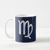Virgo Zodiac auf Navy Blue Carbon Fibre Print Styl Kaffeetasse (Links)