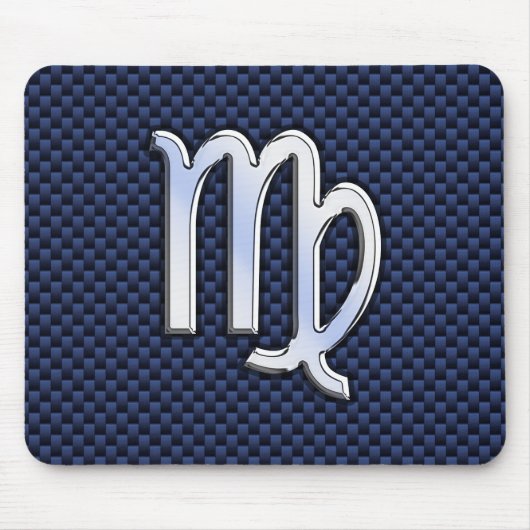 Virgo Zodiac auf Navy Blue Carbon Fibre Print Styl Mousepad (Vorne)