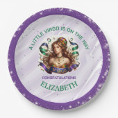 Virgo Zodiac Baby Shower Lavender and Green Pappteller (Vorderseite)