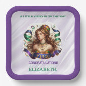 Virgo Zodiac Baby Shower Lavender and Green Pappteller (Vorderseite)