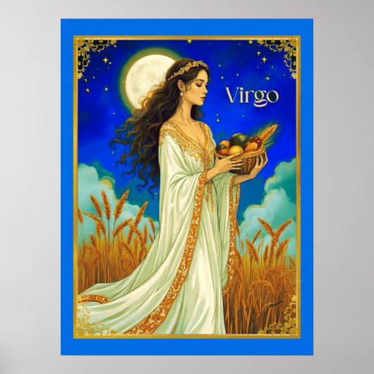 Virgo Zodiac Beauty Under a Night Sky Poster (Vorne)