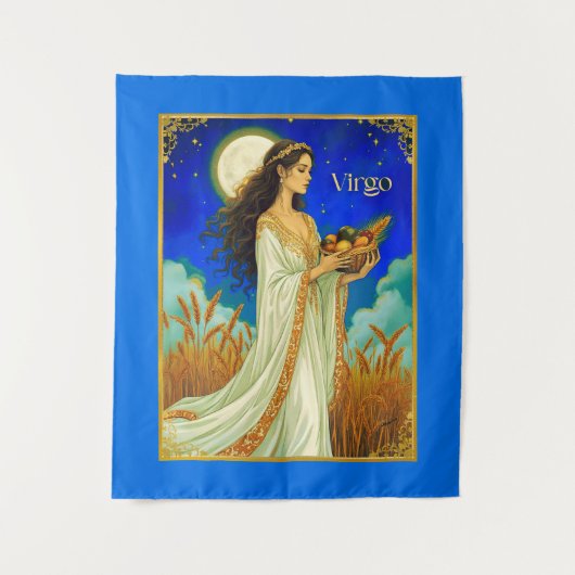 Virgo Zodiac Beauty Under a Night Sky Wandteppich (Vorderseite)