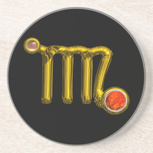 VIRGO ZODIAC BIRTHDAY JEWEL Gold Gray Orange Agate Getränkeuntersetzer (Vorne)