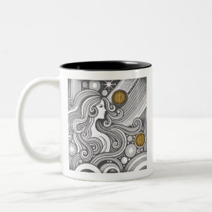 Virgo Zodiac Black and White coffee Tasse