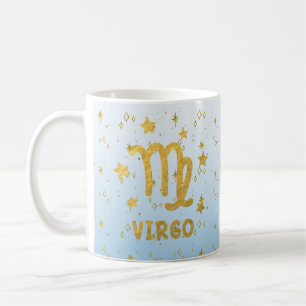 Virgo Zodiac Blue and Gold Astrologie Tasse