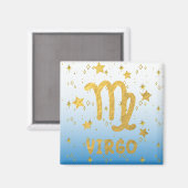 Virgo Zodiac Blue und Gold Magnet (Vorderseite/Rückseite)