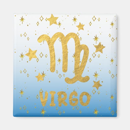 Virgo Zodiac Blue und Gold Magnet (Vorne)