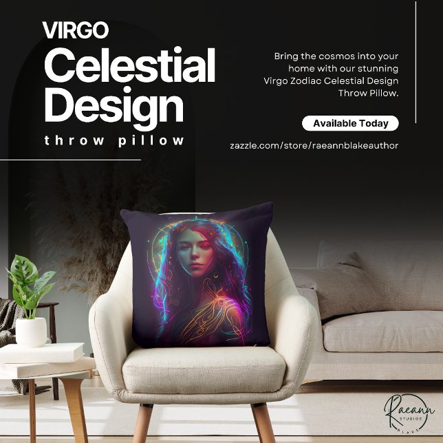 Virgo Zodiac Celestial Design Throw Kissen (Von Creator hochgeladen)