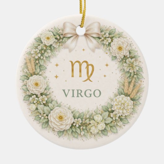 Virgo Zodiac Christmas Ornament – Winter Floral Wr (Vorne)