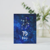 Virgo Zodiac Constellation Blue Galaxy Celestial Postkarte (Stehend Vorderseite)
