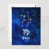 Virgo Zodiac Constellation Blue Galaxy Celestial Postkarte (Vorne/Hinten)