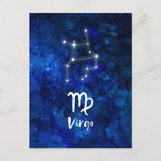 Virgo Zodiac Constellation Blue Galaxy Celestial Postkarte (Vorderseite)