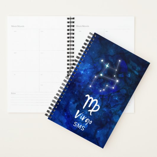 Virgo Zodiac Constellation Blue Galaxy Monogram Planer (Anzeige)