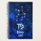 Virgo Zodiac Constellation Blue Galaxy Monogram Planer (Vorderseite)