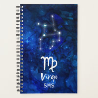 Virgo Zodiac Constellation Blue Galaxy Monogram