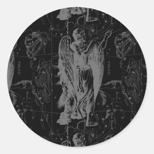 Virgo Zodiac Constellation Hevelius 1690 Runder Aufkleber (Vorderseite)