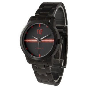 Virgo Zodiac Cool Red Fire Light Line Individuelle Armbanduhr