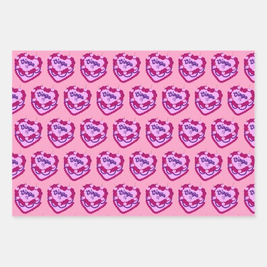 Virgo Zodiac Coquette Herz Birthday Cake Geschenkpapier Set (Vorderseite)