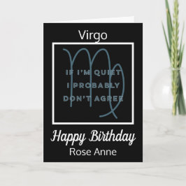 Virgo Zodiac Fun Zitat zum Geburtstag in Schwarz u Karte