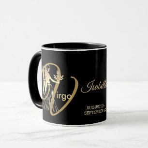 Virgo ♍ Zodiac Geburtstagszeichen / Schwarz und  Tasse