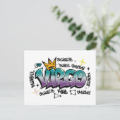 Virgo zodiac graffiti postkarte (Stehend Vorderseite)
