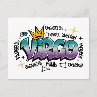 Virgo zodiac graffiti postkarte