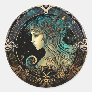 Virgo Zodiac Graphic Runder Aufkleber