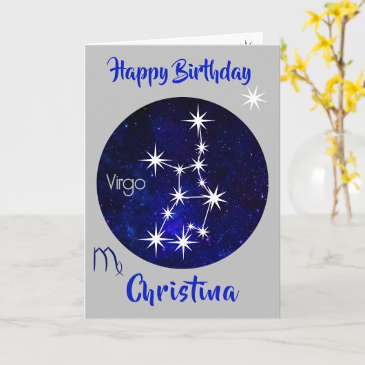 Virgo Zodiac Horoscope Card Karte (Gelbe Blume)