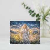 Virgo Zodiac in Enchanted Night Landscape Postkarte (Stehend Vorderseite)